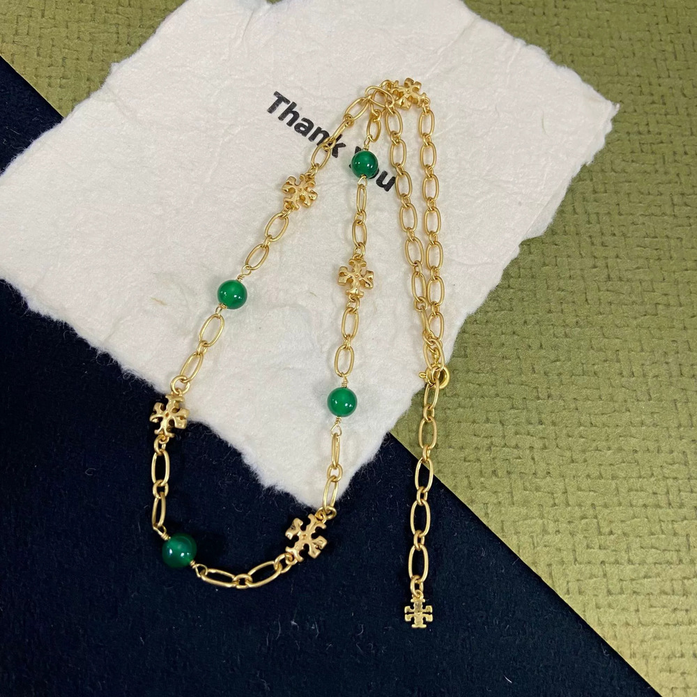 Tory Burch Spliced English Letter Metal Necklace Mother Daughter